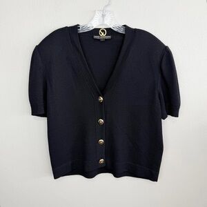 St. John Black Short Sleeve Cardigan